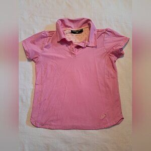 Turtles & Tees girls size XL 14/16 pink & peach polo top, VGUC